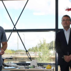 Demostración de vuelo de un dron durante la visita institucional al centro. CÉSAR