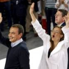 José Luis Rodríguez Zapatero y Soraya Rodríguez, ayer, en Valladolid