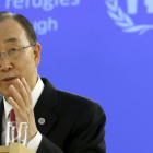 Ban Ki Moon, secretario general de la ONU, en la reunión de la UNHCR en Ginebra este miércoles.