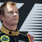 Kimi Raikkonen, en el podio de Montmeló, donde acabó segundo tras Fernando Alonso.