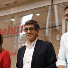 Los candidatos a la Secretaria General del PSOE Susana Diaz, Patxi Lopez  y Pedro Sánchez  posan en la sede del partido