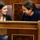 Irene Montero y Pablo Iglesias, en el Congreso de los Diputados, el pasado 13 de febrero.