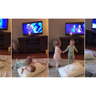 Imágenes de la escena en la que dos bebés recrean su escena favortia de 'Frozen'.