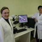 Teresa Ribas y Cristina Díez, en el Banco de Tumores de León