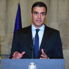 El presidente del Gobierno, Pedro Sánchez, durante la recepción de bienvenida celebrada con motivo de Fitur, ayer en Madrid.