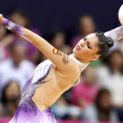 Carolina Rodríguez con el ejercicio de pelota en el que consiguió una puntuación de 17,100.