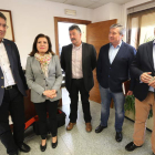 Majo, Bello, Calvo, Valcarce y Arias, ayer en la sede de la Diputación Provincial en Ponferrada. L. D. M.