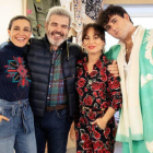 Raquel Sánchez Silva, Lorenzo Caprile, María Escoté y Palomo Spain, en el taller de Desigual, este domingo, en Maestros de la costura.