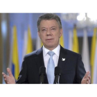El presidente Juan Manuel Santos, durante su alocución al país sobre el proceso de paz.