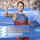 Gómez Noya celebra su nueva corona mundial.