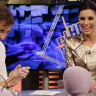 Pilar Rubio, con Pablo Motos en 'El hormiguero', el pasado octubre.