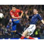 El delantero español David Villa, que igualó el récord goleador de Raúl