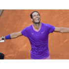 Nadal celebra su triunfo sobre Djokovic para conquistar un nuevo título en un Masters 1.000. Y uno más en el de Roma. FERRARI