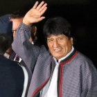 El presidente boliviano, Evo Morales, a su llegada al aeropuerto de Lima.