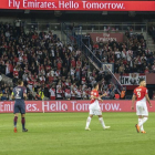 Aficionados del AS Monaco en el partido del domingo en el parque de los Príncipes frente al PSG.