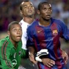 Eto'o durante uno de los partidos de la pretemporada blaugrana