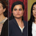 Montserrat González, Triana Martínez y Raquel Gago, en varios momentos del juicio. RAMIRO