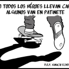 Viñeta del dibujante Malagón con que homenajea el heroísmo de Echeverría.