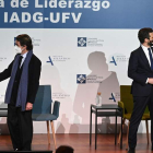 Aznar y Casado ayer en Madrid, en el coloquio ‘España, Constitución y libertad’. FERNANDO VILAR