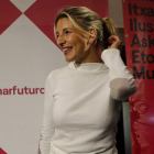 Yolanda Díaz, ayer, en la presentación de Sumar en Pamplona. VILLAR LÓPEZ