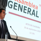 El presidente de CEOE, Antonio Garamendi, ayer en la clausura de la asamblea de CEIM. MUDARRA