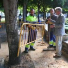 El edil de Limpieza y Jardines, Julio Cayón, en la intervención en el parque de San Francisco.