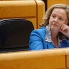 La ministra de Economía, Nadia Calviño, en el Senado, en una imagen de archivo.