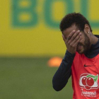 Neymar, en un entrenamiento de la selección brasileña en Granja Comary.