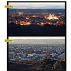 La misma imagen de la ciudad tomada con una hora de diferencia que permite apreciar la diferencia entre vivir con el horario de verano y el de invierno.