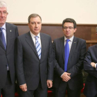El rector de la Universidad de León, el consejero de Educación y los rectores de Valladolid y Burgos.