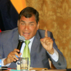 El presidente de Ecuador, Rafael Correa, en una rueda de prensa en el Palacio de Gobierno en Quito.