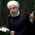 El presidente iraní, Hassan Rouhani, este martes en la sesión parlamentaria en Teherán.