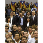Artur Mas con alcaldes y concejales de CiU, el sábado en Mataró.