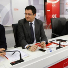 Patxi López, junto a Óscar López, Elena Valenciano y Alfredo Pérez Rubalcaba, durante la reunión de la Ejecutiva federal del PSOE.