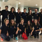El equipo femenino español de hockey sobre patines, a su llegada este domingo a Barcelona.
