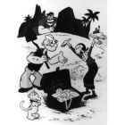Popeye, con sus principales compañeros de aventuras