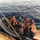 Momento del incidente de la embarcación de Proactivo con guardacostas libios.