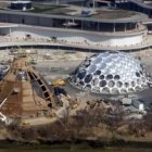 Vista aérea de las obras de la Expo de Zaragoza