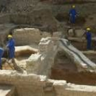 Excavación de los Principia, cuyos restos aparecieron en un solar de la calle San Pelayo