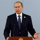 El presidente ruso, Vladímir Putin, durante una rueda de prensa con motivo de la décima cumbre del G20 celebrada en Antalya