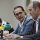Miguel Ángel Álvarez y Aníbal Merayo, ayer durante la rueda de prensa en la sede de UGT