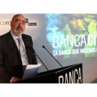 El presidente de Caja Burgos, José María Arribas, en una imagen de archivo durante la presentación d