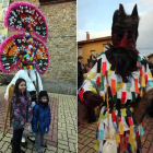 Diferentes momentos del popular antruejo de Llamas de la Ribera, con reparto de orejas y chocolate incluido.