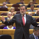 El presidente del Gobierno, Mariano Rajoy, en la sesión de control al Gobierno en el Senado.