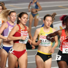 Marta García en un momento de la carrera tras Can y Klein. AHIM