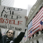 Protesta por el caso de las 'subprime' ante la Bolsa de Nueva York.