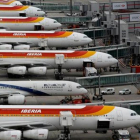 Aviones de Iberia en el aeropuerto de Barajas