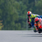 Marc Márquez, por delante de Aleix Espargaró y Álvaro Bautista, este sábado en Sachsenring.