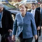 La canciller alemana, Angela Merkel, ayer en Berlín. TILL RIMMELE