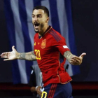 Joselu apenas necesitó unos minutos para mostrar su olfato goleador y meter a España en la final de la Liga de Naciones UEFA. VAN STEEN